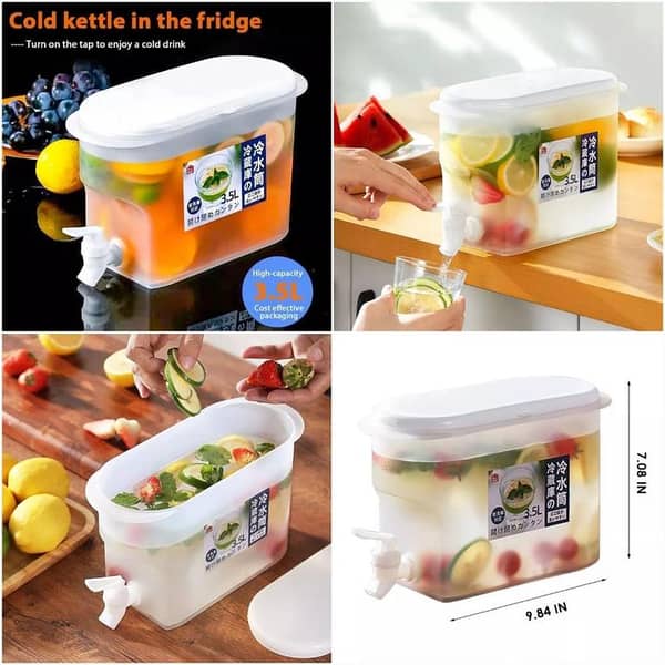 3.5 Litre Water Jug With Faucet Tap Lemon Juice Jug Kitchen Drinkware Kettle Pot Heat Resistant