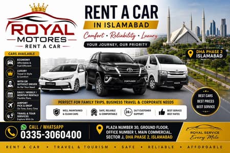 Rent A car in Islamabad | DHA phase 2 | Royal Motores