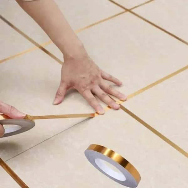 Waterproof Self-Adhesive Floor Sealing Caulk Strip Golden Line Border Sticker Wall Seam Sealing Tape Gap Cover Diy Decoration