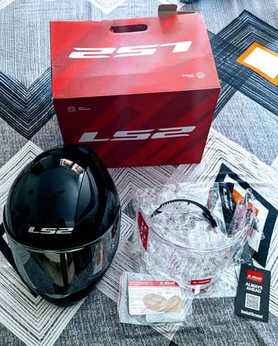 LS2 Rapid II Gloss Black Helmet with Iridium Silver Visor and Spoiler