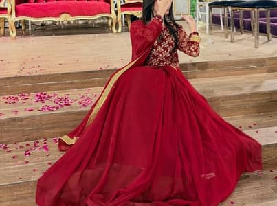 elegant maroon sharara with golden embroidery
