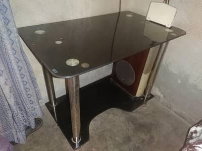 Compact Tempered Glass Table / Multi-Purpose Study Desk