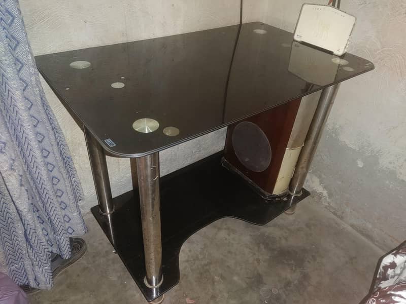 Compact Tempered Glass Table / Multi-Purpose Study Desk 0