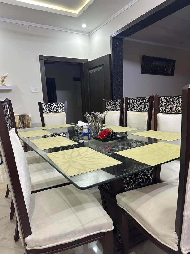 Luxury 8-Seater Glass Top Wooden Dining Set 2