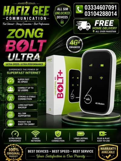 Official zong 4G CAT 6 WiFi All Sim Supported COD Available