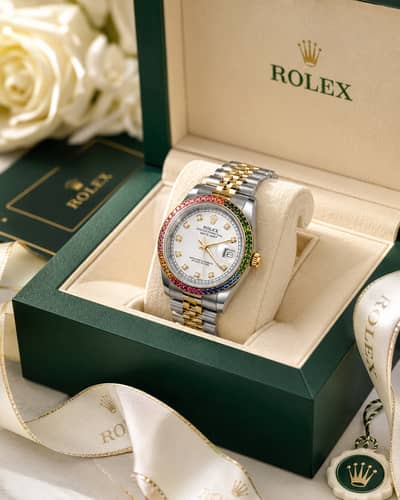 ROLEX Two-Tone Rainbow Bezel Datejust