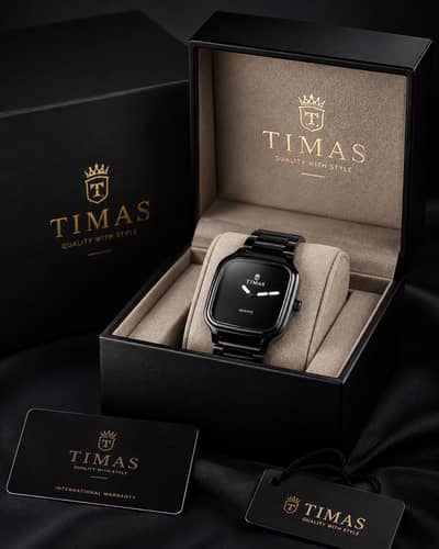 TIMAS Elite Black Square Watch – Premium Stainless Steel Luxury Editio