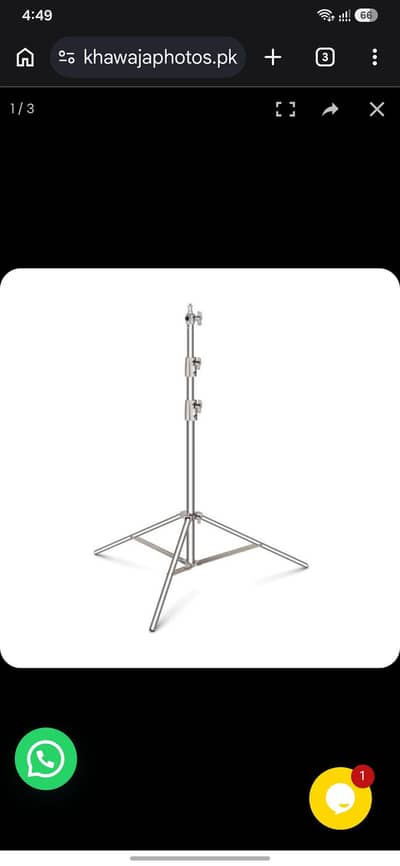 Imported Silver Studio Light Stand