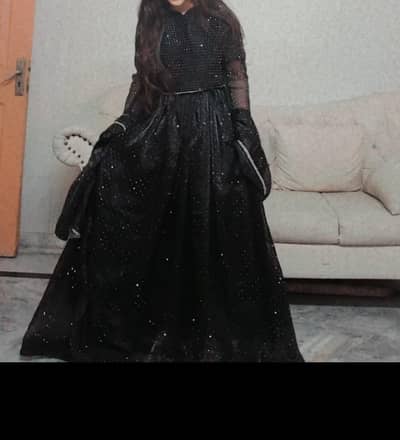 black chiffon sharara with stone work 3pcs