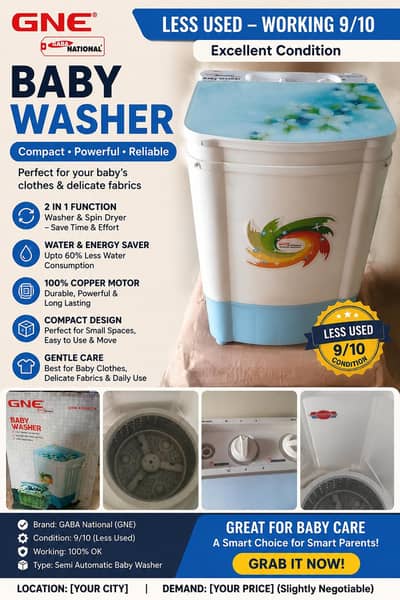 GNE GABA National Baby Washer – Less Used – 9/10 Condition
