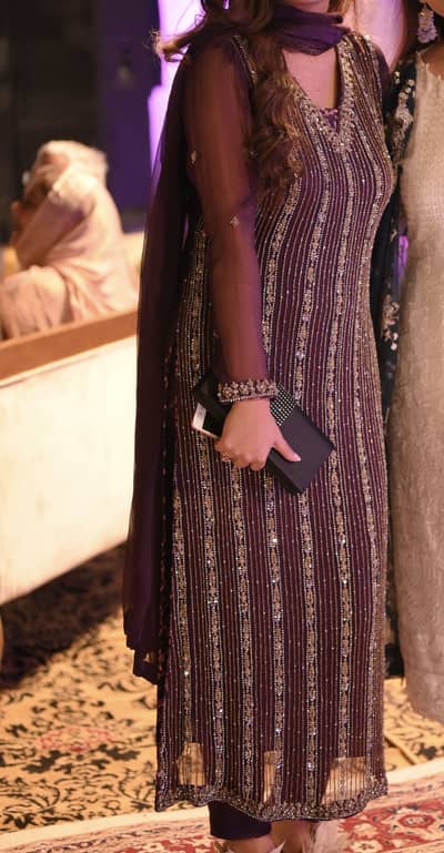 Pure Chiffon hand embroided 2 piece