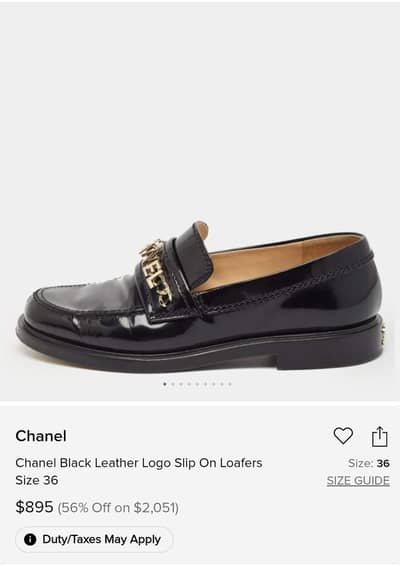 Black Chanel gold chain detail loafers for womerns