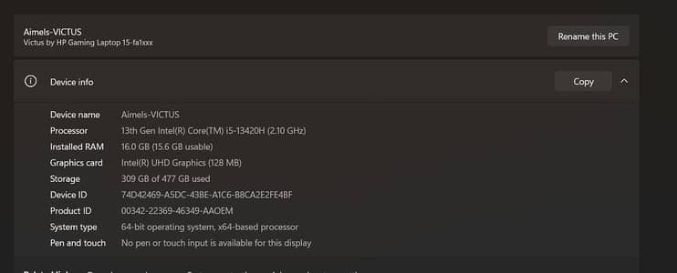 HP Victus 15 Core i5 13th Gen (13420H) | 16GB RAM | 512GB SSD | 144HZ