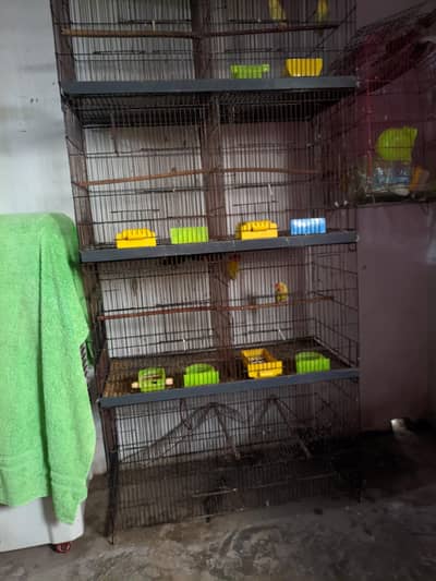 Heavy Duty 8-Portion Iron Cage with 6 Breeding Boxes & Accessories