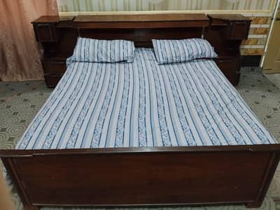 Heavy Wood Bed Set + Mattress  for Sale