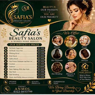 Beauty Salon / Facial , Waxing , Makeup & Hair services in lahore