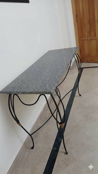 Rod Iron Console with Marble Top