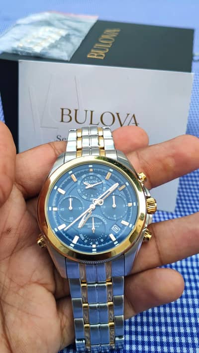 original Bulova Precisionist 98B276 blue dial chronograph  like new
