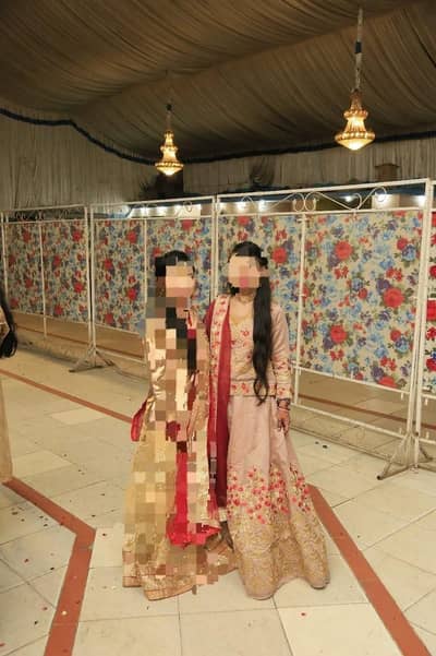 Elegant Pink & Golden Embroidered sharara with Maroon Dupatta