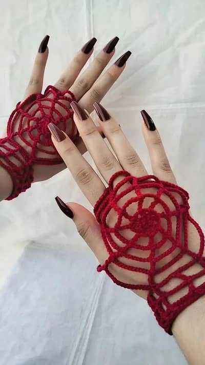 crochet web spider gloves