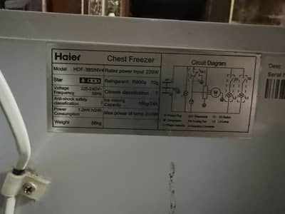 haier freezer in very good conditin few days used