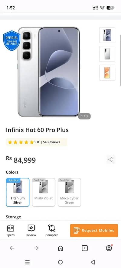 Hot 60 Pro Plus 8Gb 256Gb Edge slim waranti end june 2027 read add fst