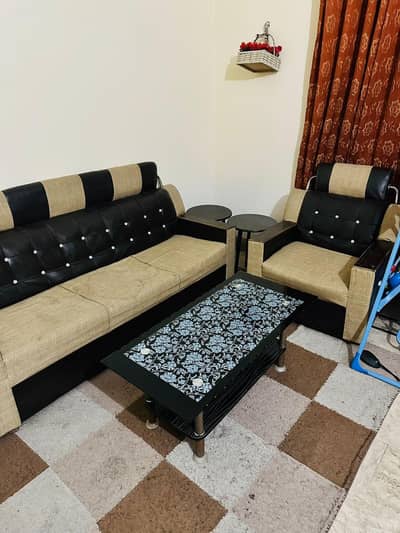 3 seater seat and 2 seats and one mirror Table