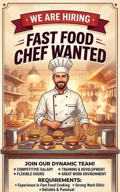 Fast Food Chef Required