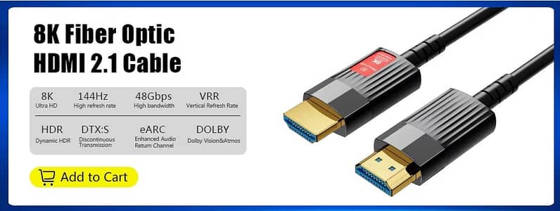 lmcnzz 8k (10 Meter) & 4K (2 Meter) Fiber Optic HDMI cable