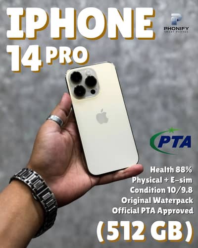 iPhone 14 Pro 88% health Physical + E-sim PTA 512GB