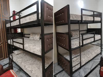 3-Tier Iron Bunk Bed for Sale - Excellent Condition