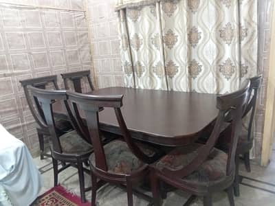 6 Seater Wooden Dining Table Set with 6 Chairs