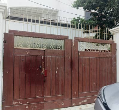 Solid wood with iron interior double main gate