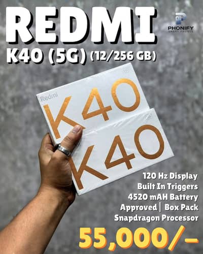 Redmi K40 5G 12/256gb PTA Approved Box Pack