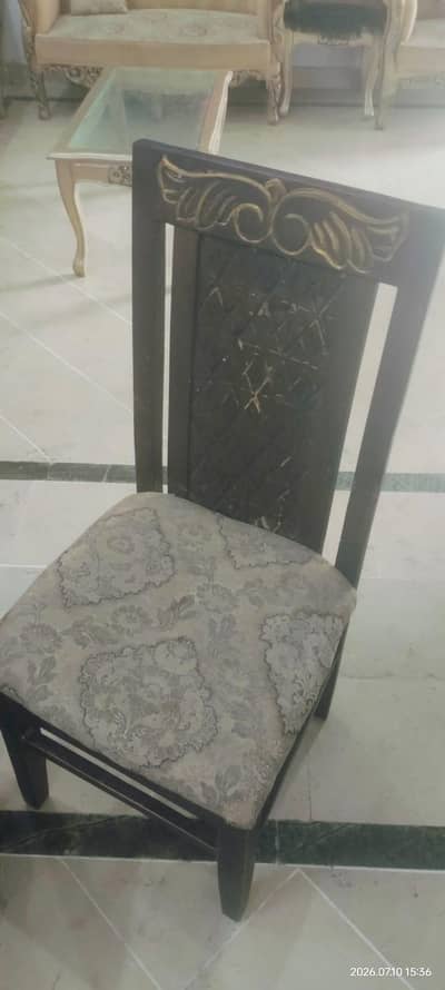 DINING TABLE GLASS WITH 6 CHARS