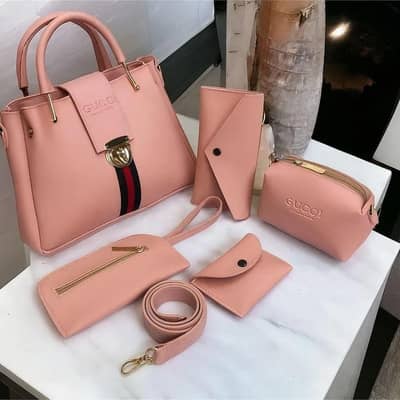  5 Pcs Girls Rexine Hand Bag Set