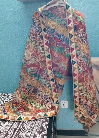 Vibrant Multi-Color Resham & Gota Work Mayun Dupatta