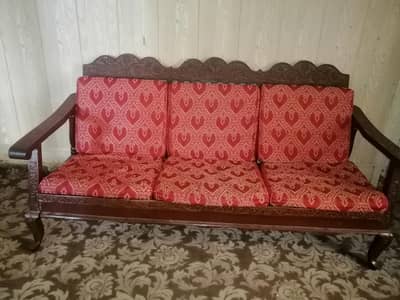 used wooden sofa set and mirror table.