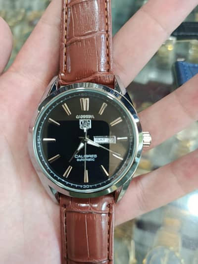 ⌚ Premium Men’s Automatic Watch – Brown Leather
