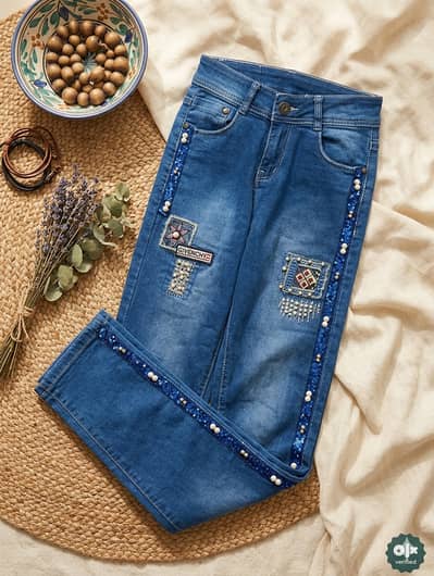 Stylish Girls/Women Embellished Blue Jeans