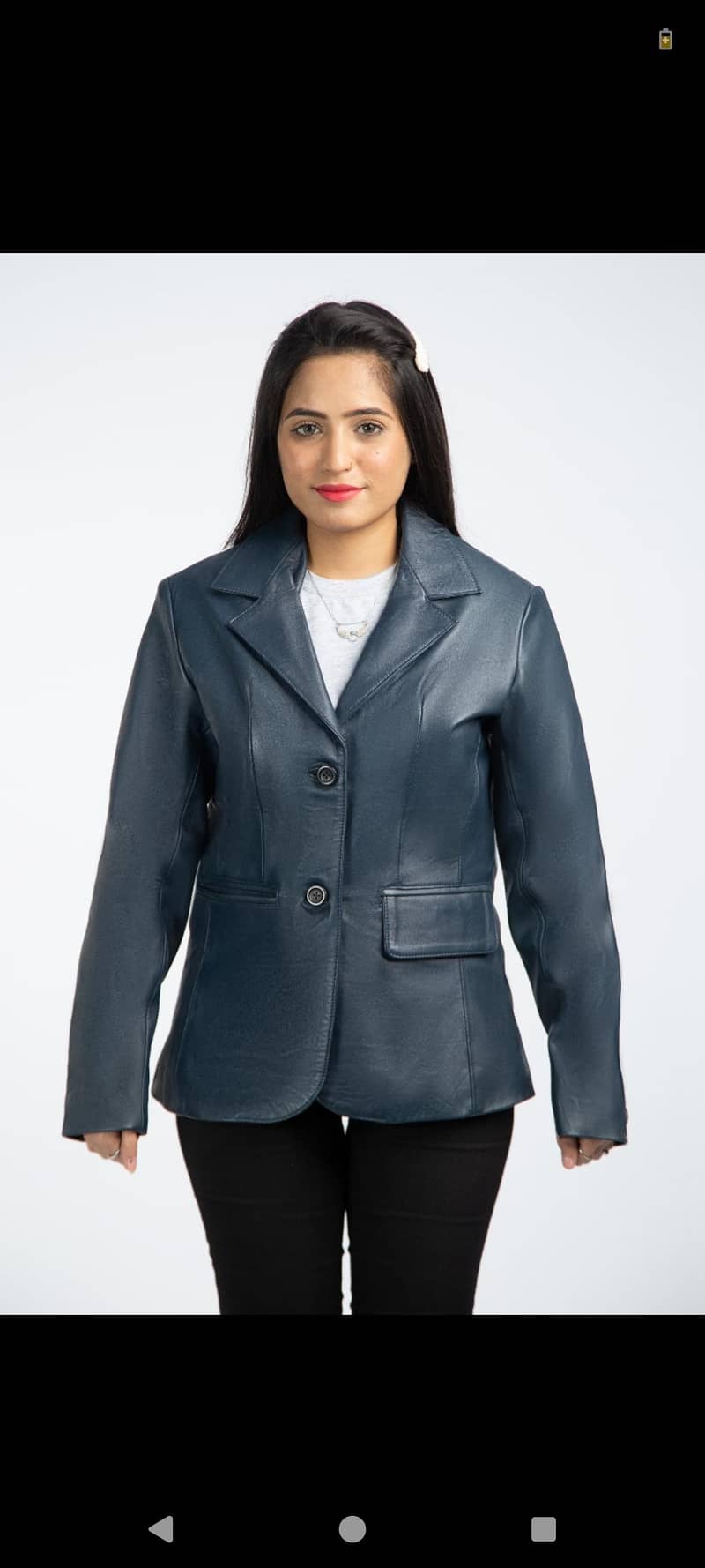 2 button leather blazer 0