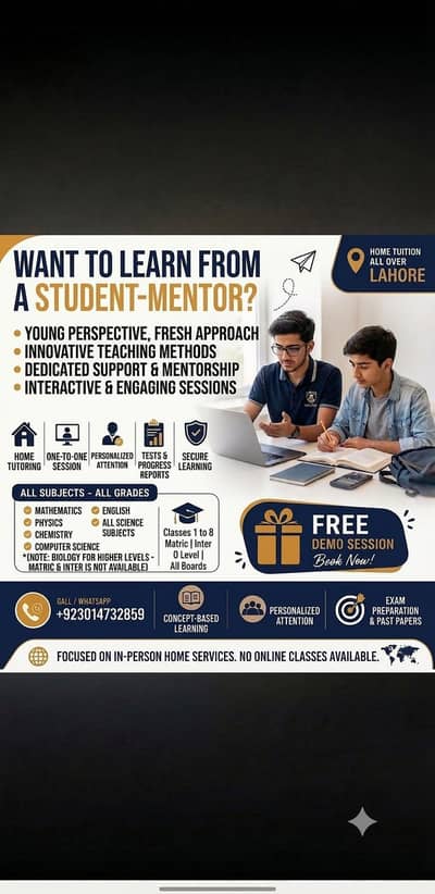 ​Math,Physics,CS Home Tutor | Up to Matric, Inter and O Level