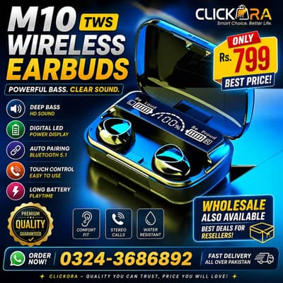 M10 TWS Wireless Earbuds | Bluetooth 5.1 | Digital Display