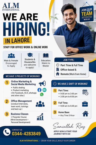 Hiring for Male and Female for work