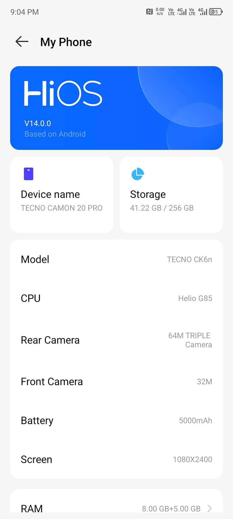 Tecno CAMON 20 8