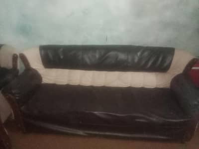 leather sofa set skin brown color