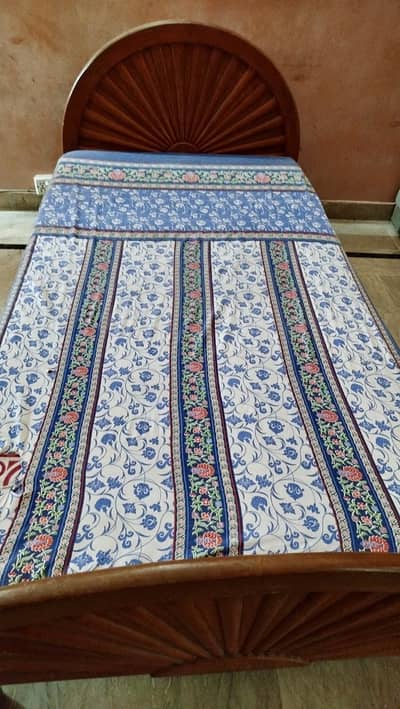 Beautiful Wooden Double Bed with Mattress – Excellent Condition