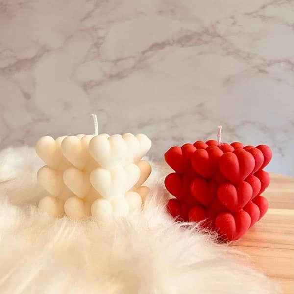 Love Heart Cube Candles Multi Layers Decorative Romantic Stereoscopic Scented Candle for Valentine's Day Wedding Birthday Gift | Witty Stone