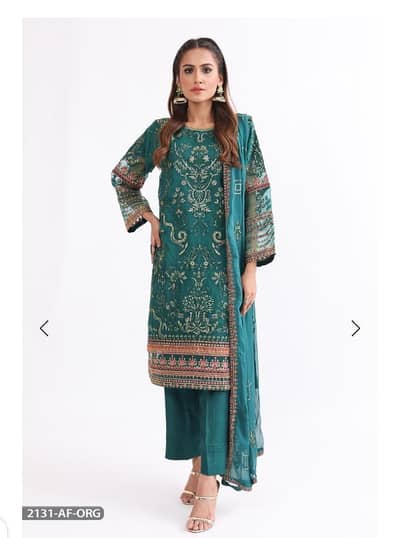 3 piece embroided organza dress