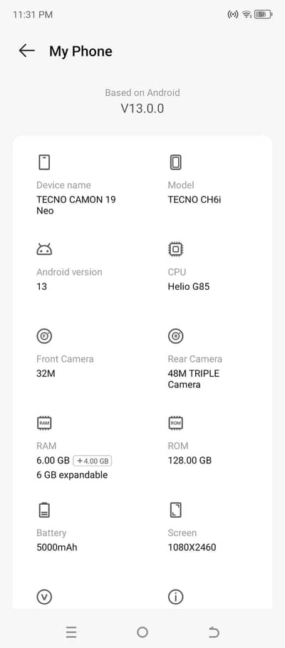 Tecno Camon 19, 6/128